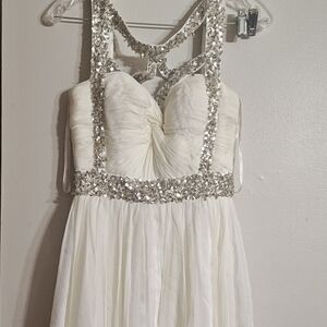 Elegant White Dress with Silver Sequins